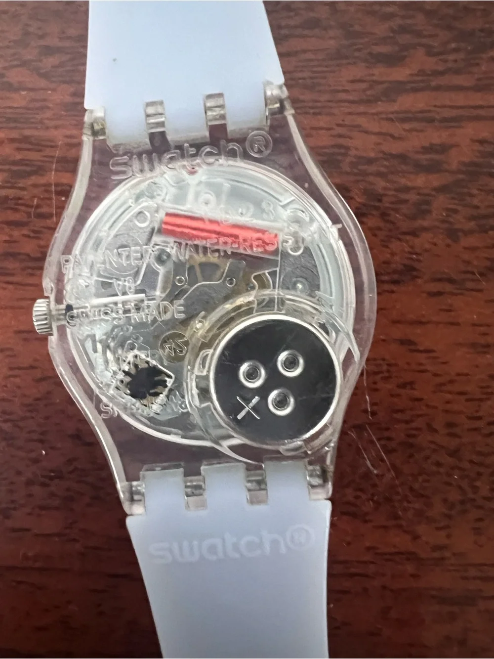 Swatch Casual Light Blue LK396 Women Quartz Watch Clear Case Dial NEEDS BATTERY
